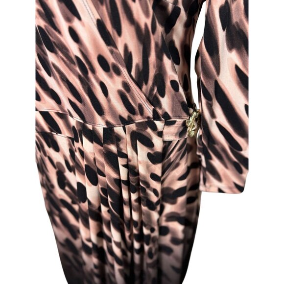 Jennifer Lopez Women’s Brown Ombre Animal Print Dress Size XL Fake Wrap - Picture 9 of 16